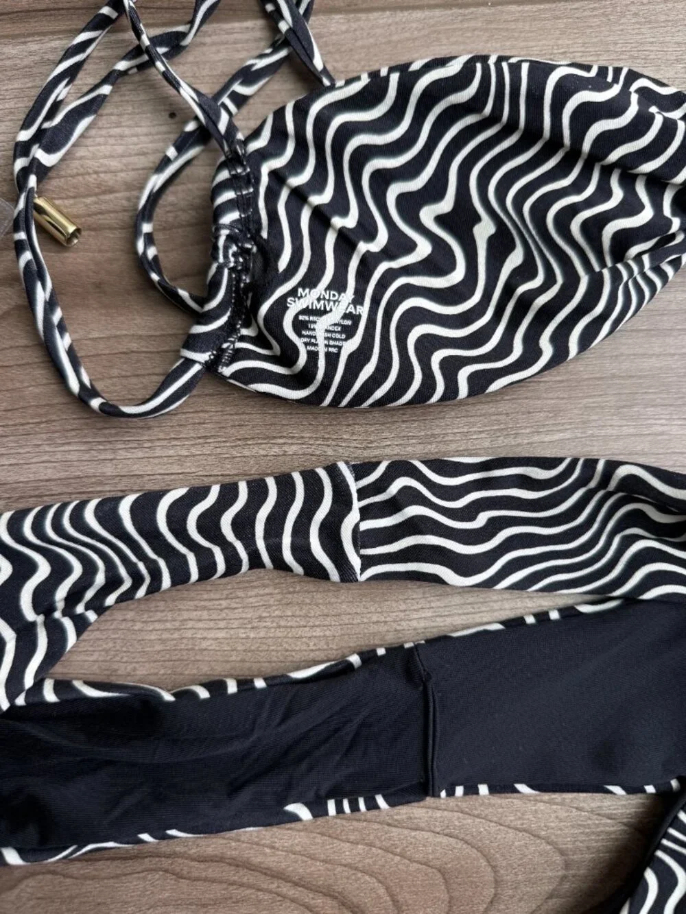 Monday Swimwear Bikini BOTTOM ONLY Size P / XS Black and White Stripes